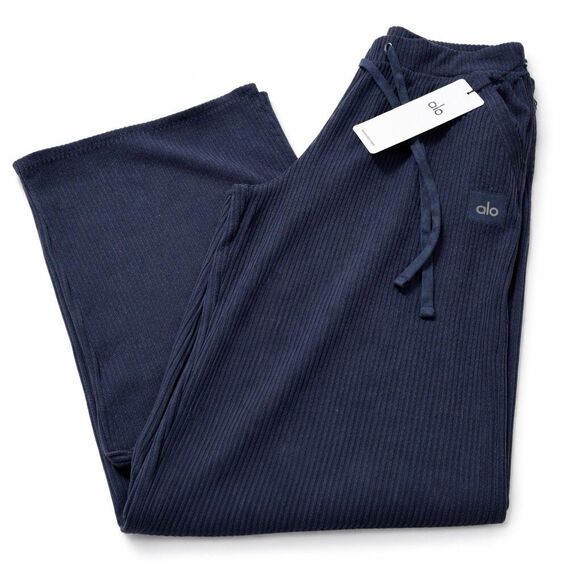 ALO Yoga Pants - Alo Yoga Wide Leg Pants Navy High Rise Drawstring Size Small NWT